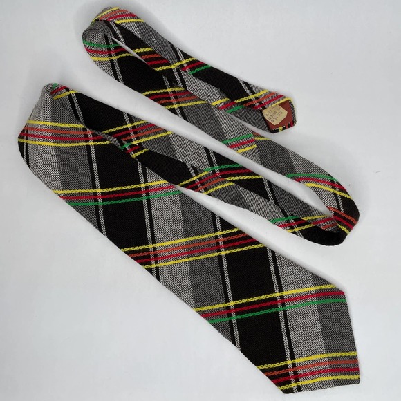 Vintage Richman Brothers Tie Tartan Striped Brown Grandpa Preppy Goblincore - Picture 3 of 6